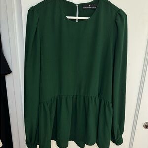 Pomander Place Hunter Green Peplum Blouse